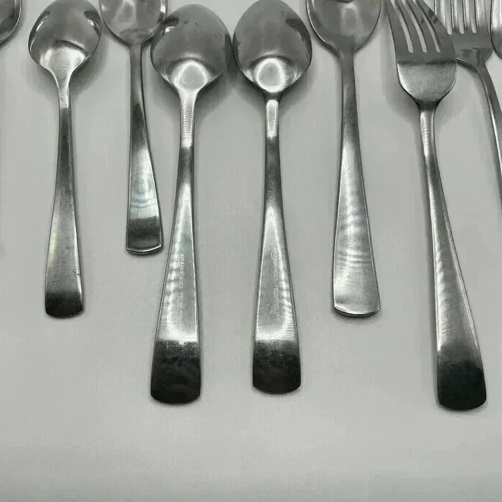 10 Pcs Amazon Basic Stainless Rounded Edge Spoons Forks